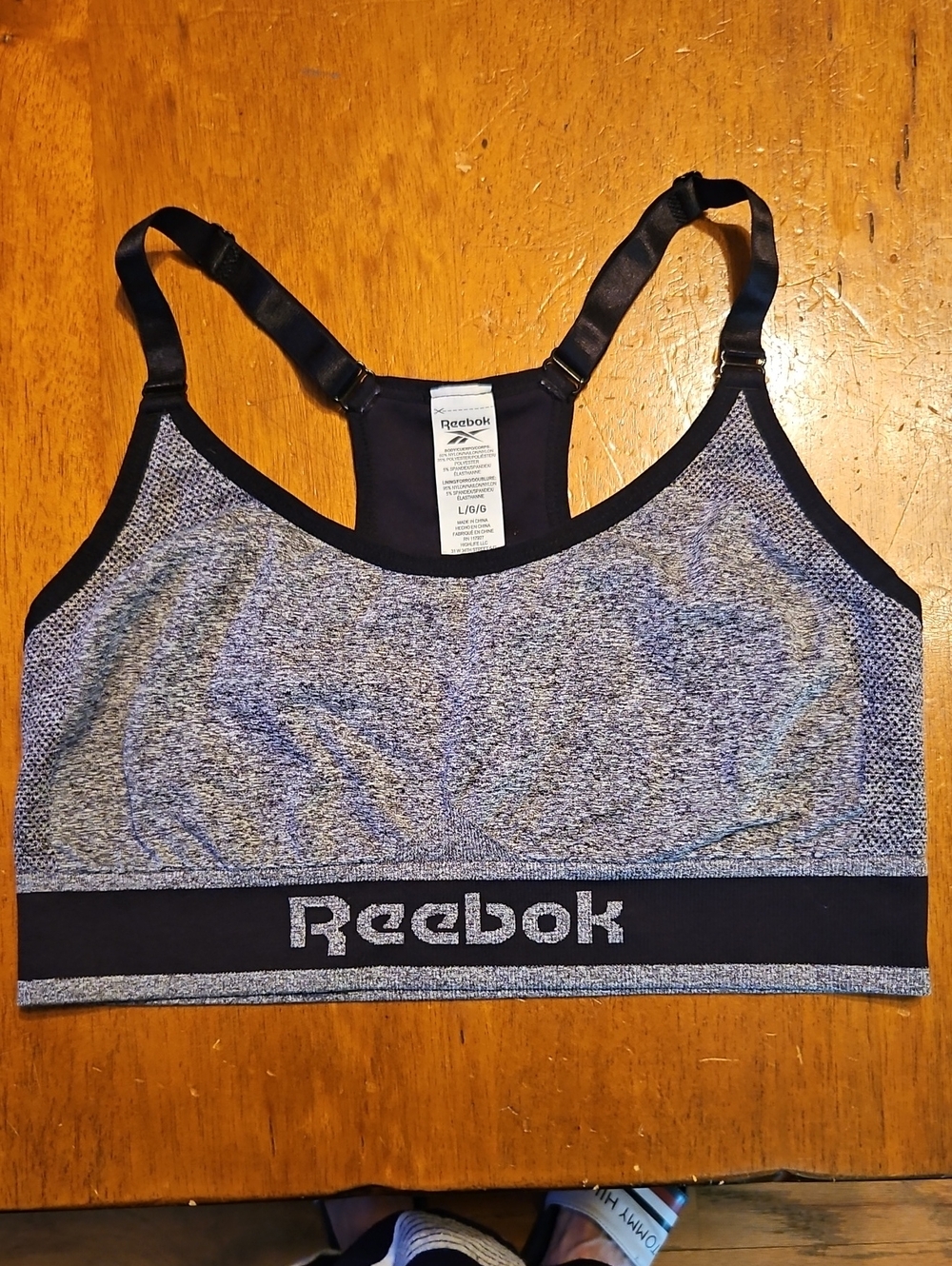Reebok Heather Gray and Black Seamless Sports Bra